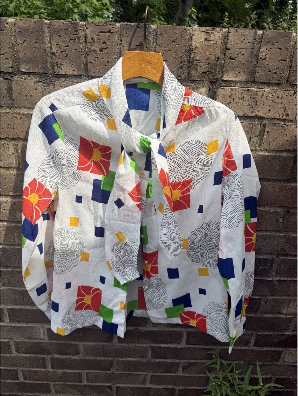 Vintage Ladies MOD BLOUSE Tie Scarf Style SECRETARY GEEK Sm To Med [COPY]